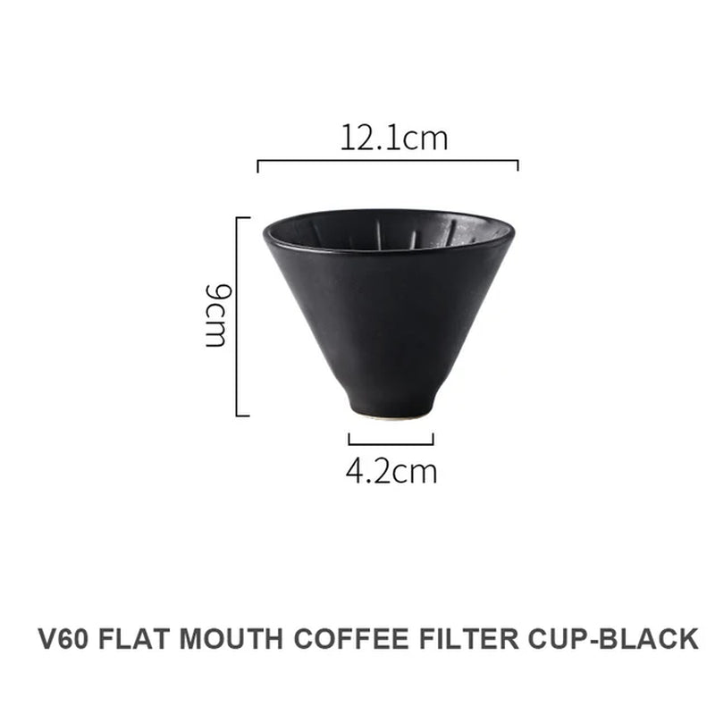 60° Espresso Coffee Filter Reusable Ceramics Coffee Dripper Funnel Drip Coffee Maker with Holder Coffeeware Coffee Accessories