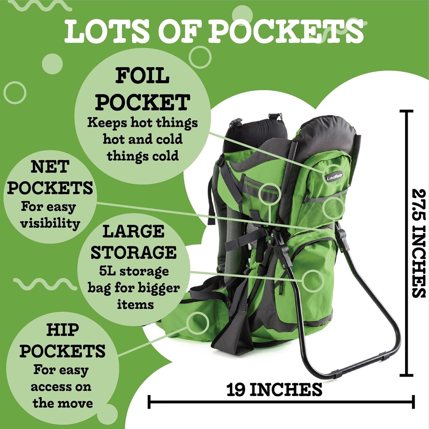 Hiking Baby Carrier Backpack - Comfortable Toddler/Baby Backpack Carrier System with Diaper Change Pad, Insulated Pocket + Rain and Sun Hood to Protect Your Child