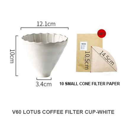 60° Espresso Coffee Filter Reusable Ceramics Coffee Dripper Funnel Drip Coffee Maker with Holder Coffeeware Coffee Accessories