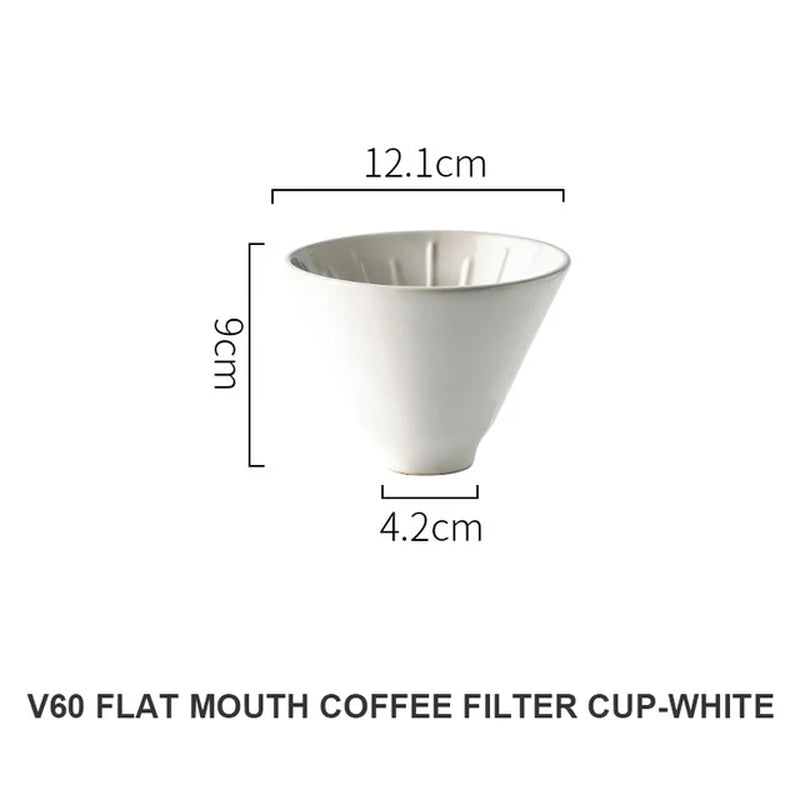 60° Espresso Coffee Filter Reusable Ceramics Coffee Dripper Funnel Drip Coffee Maker with Holder Coffeeware Coffee Accessories