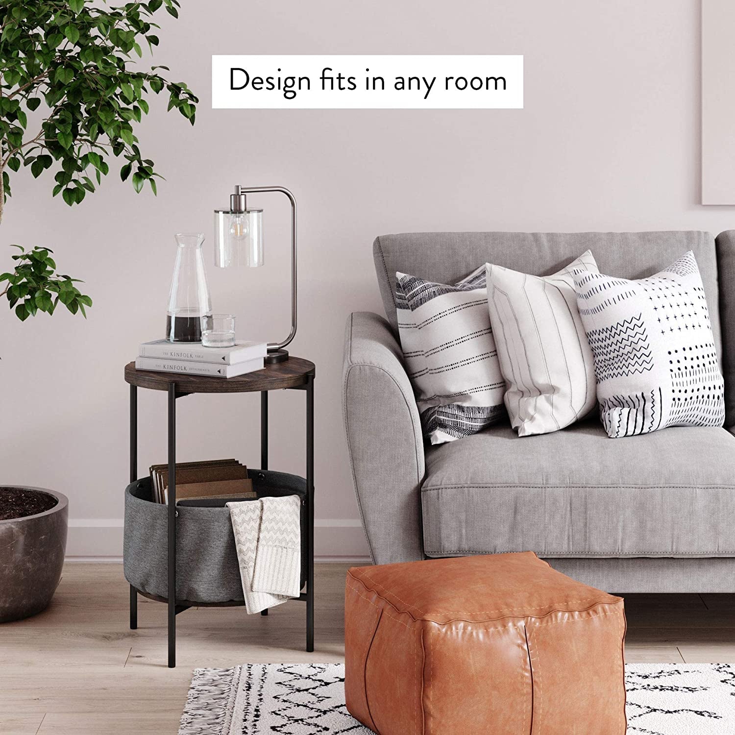 round Modern Side Accent or End Table for Living Room and Bedroom and Nursery Room